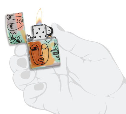 Zippo Abstract Faces Design 540 Color Windproof Lighter