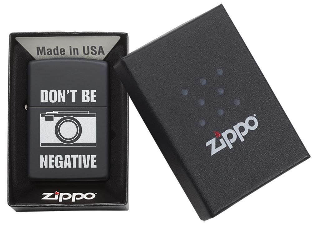 Zippo Don't Be Negative Black Matte Windproof Lighter