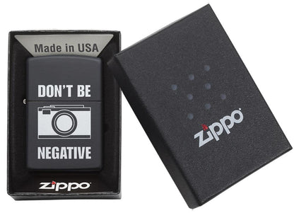 Zippo Don't Be Negative Black Matte Windproof Lighter
