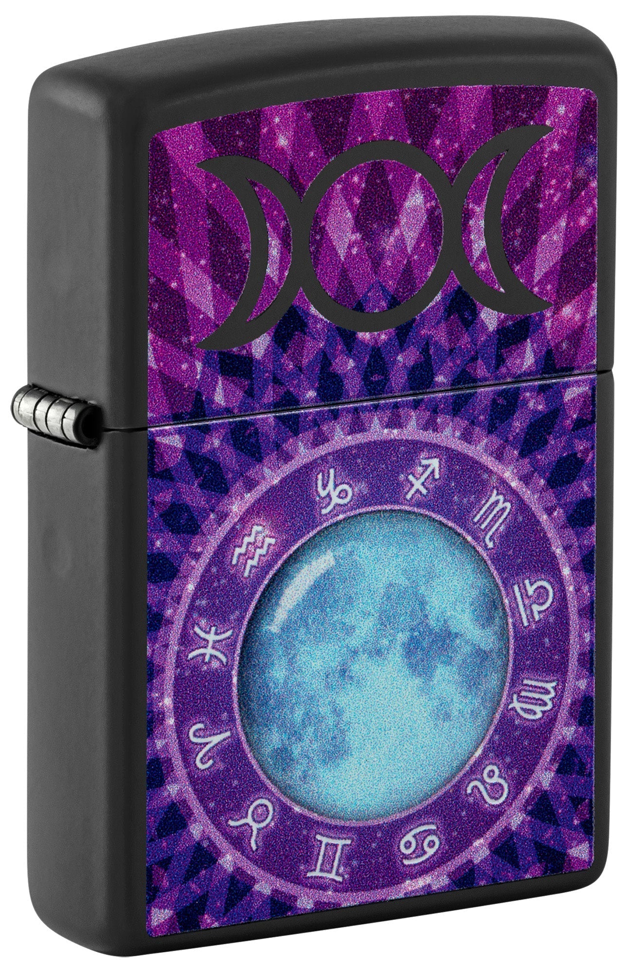 Zippo Glowing Zodiac Design Black Light Black Matte Windproof Lighter