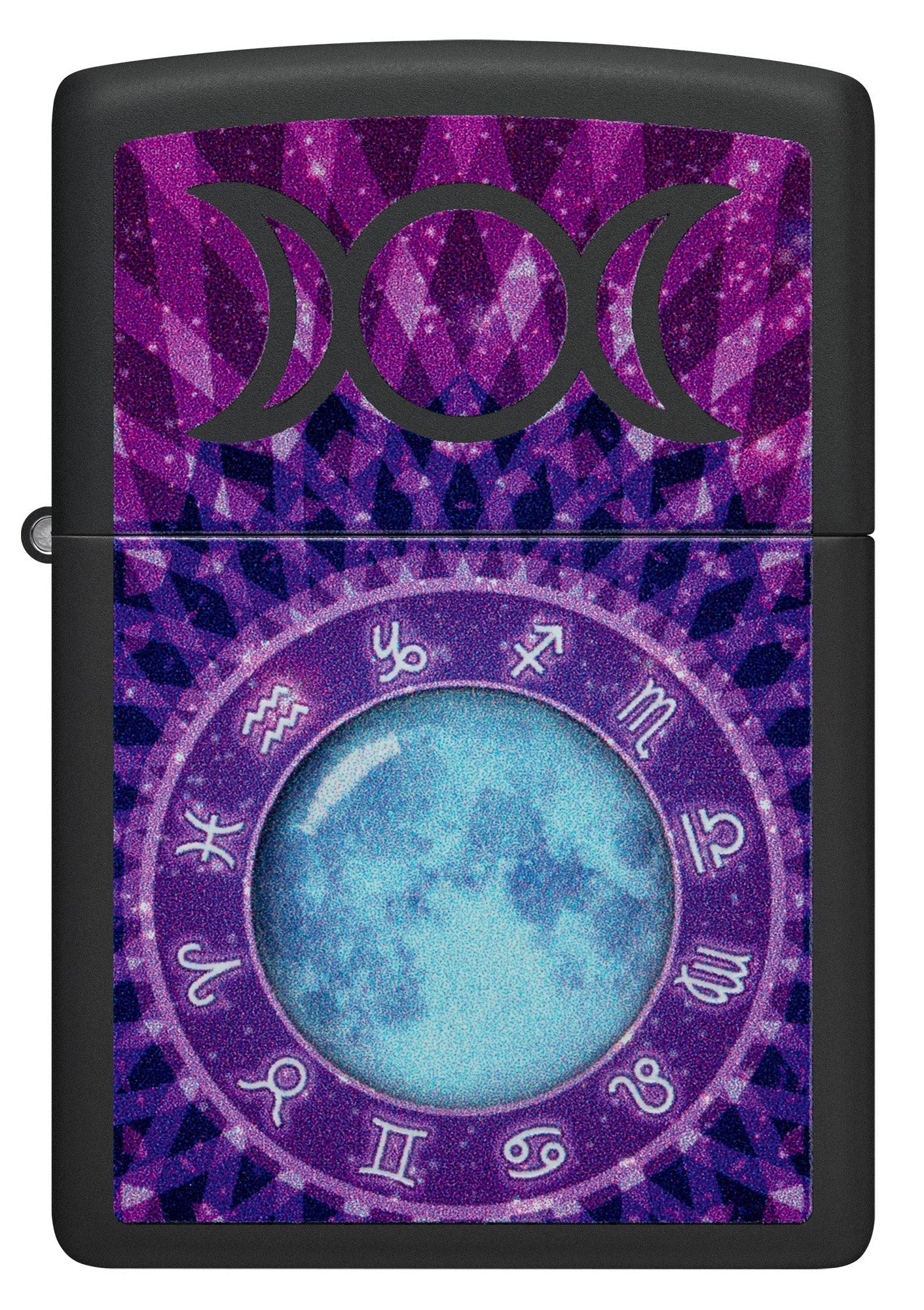 Zippo Glowing Zodiac Design Black Light Black Matte Windproof Lighter