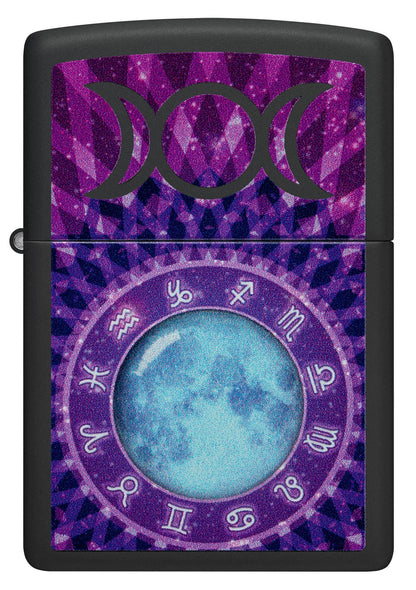 Zippo Glowing Zodiac Design Black Light Black Matte Windproof Lighter