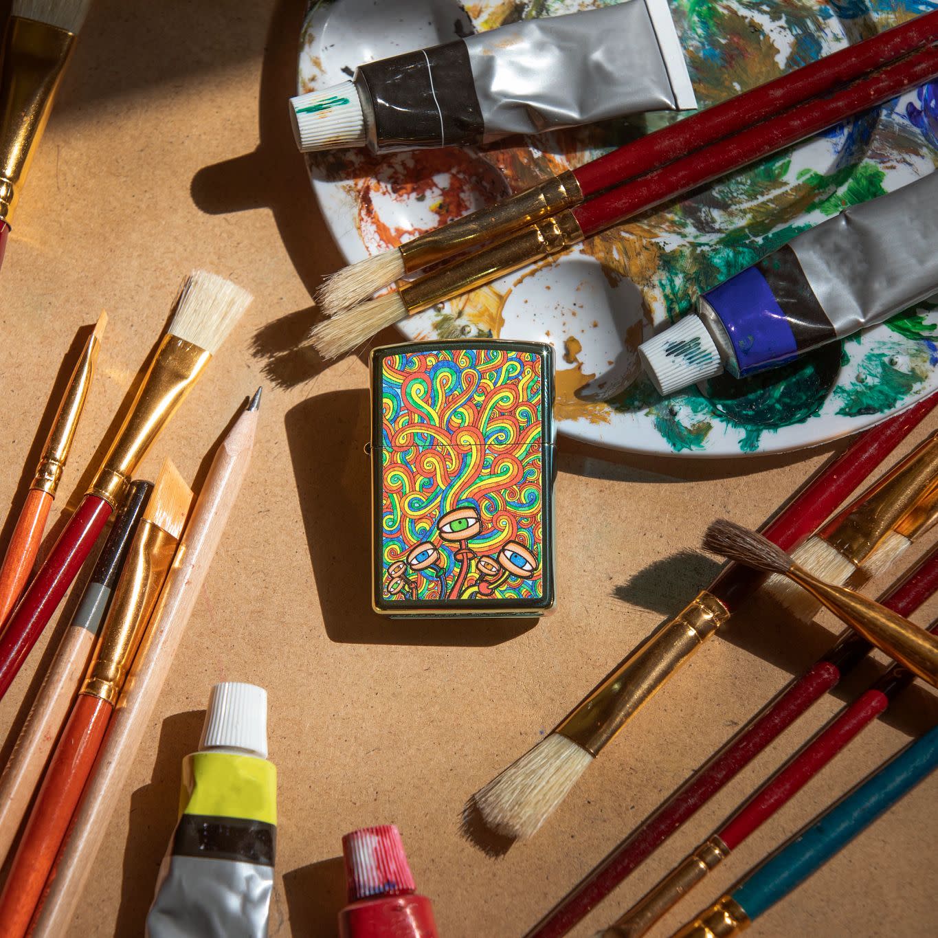 Zippo Psychedelic Imagery Design High Polish Teal Windproof Lighter
