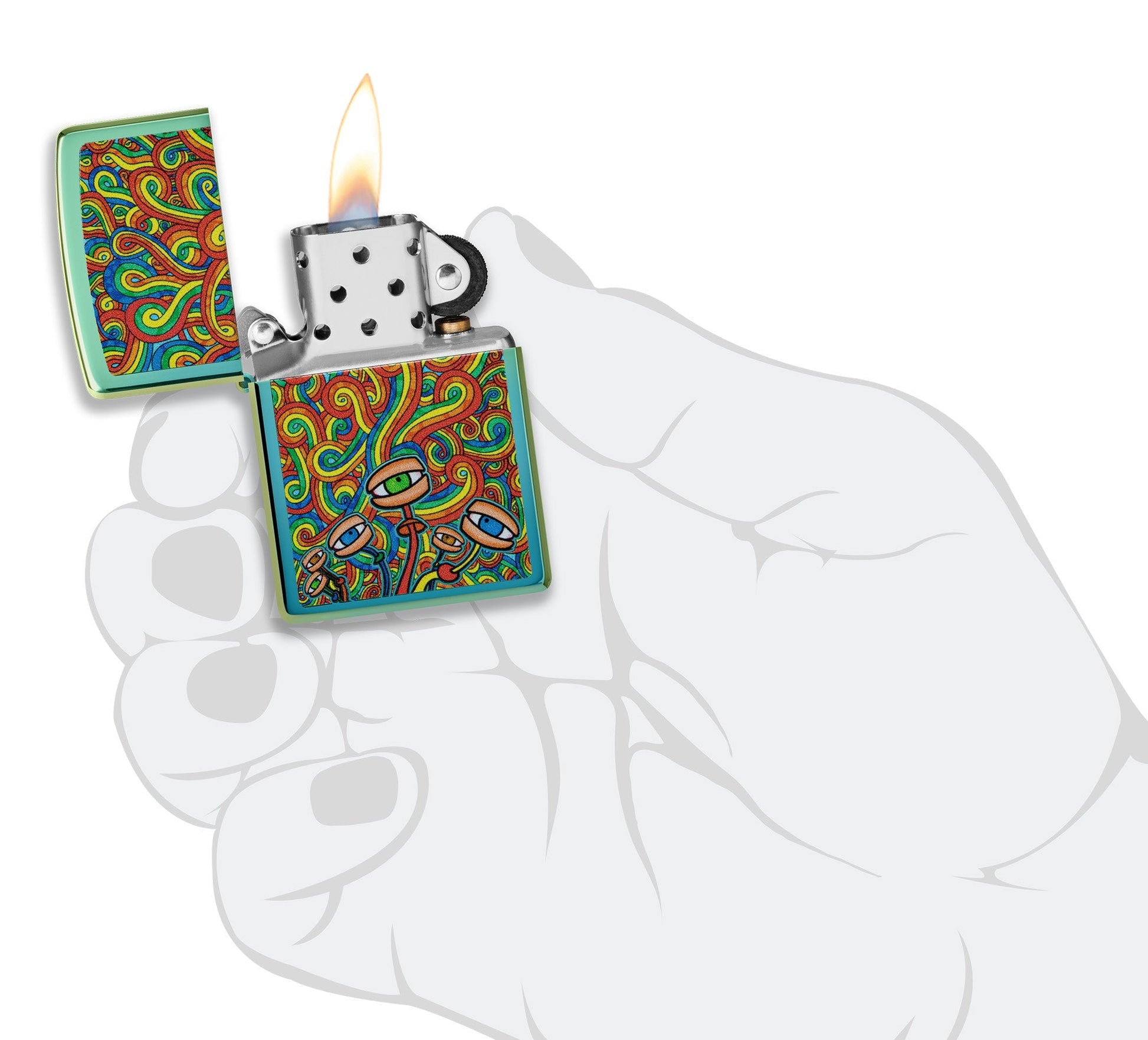 Zippo Psychedelic Imagery Design High Polish Teal Windproof Lighter