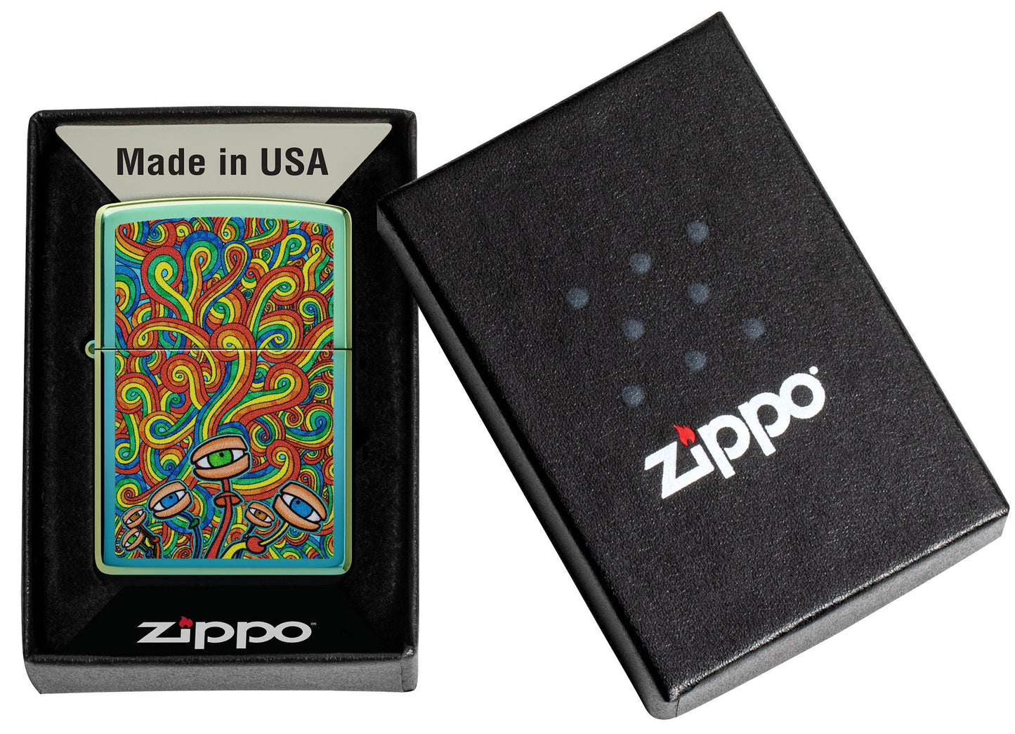 Zippo Psychedelic Imagery Design High Polish Teal Windproof Lighter