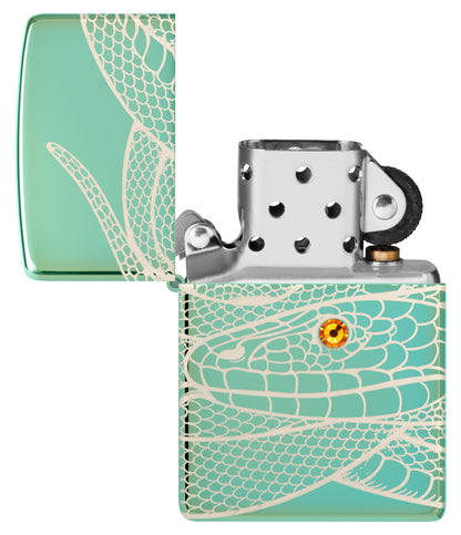 Zippo Snake Design High Polish Green Windproof Lighter