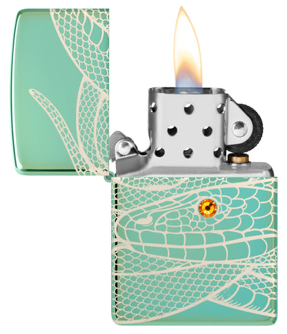 Zippo Snake Design High Polish Green Windproof Lighter