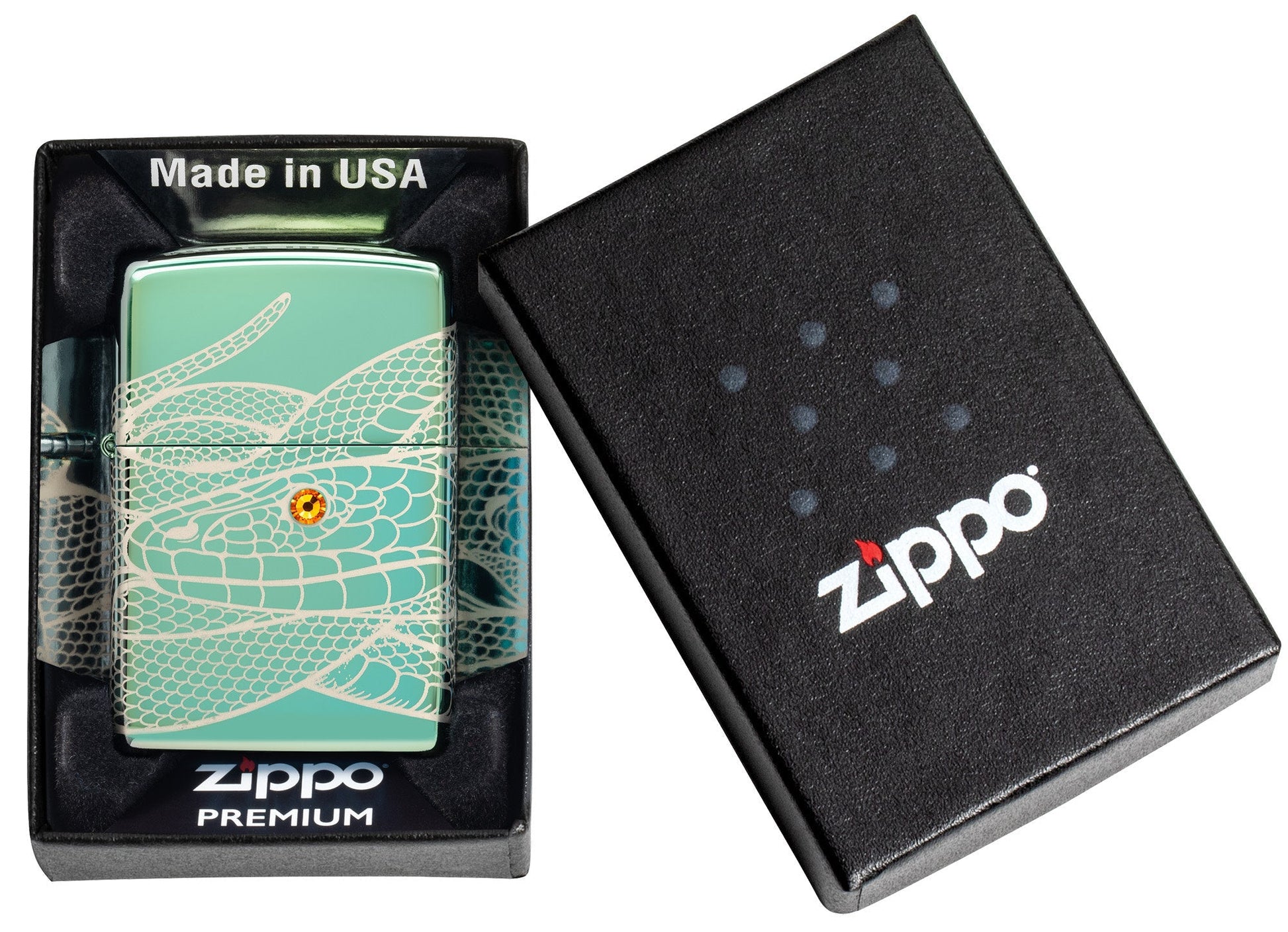 Zippo Snake Design High Polish Green Windproof Lighter