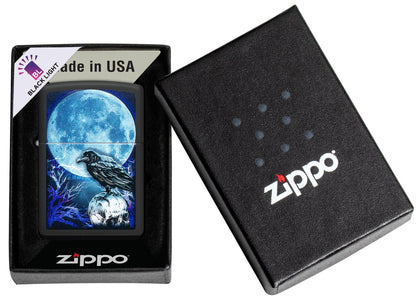 Zippo Moonlight Crow Design Black Matte Windproof Lighter