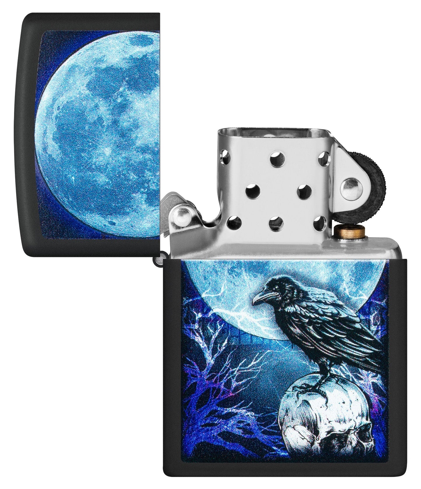 Zippo Moonlight Crow Design Black Matte Windproof Lighter