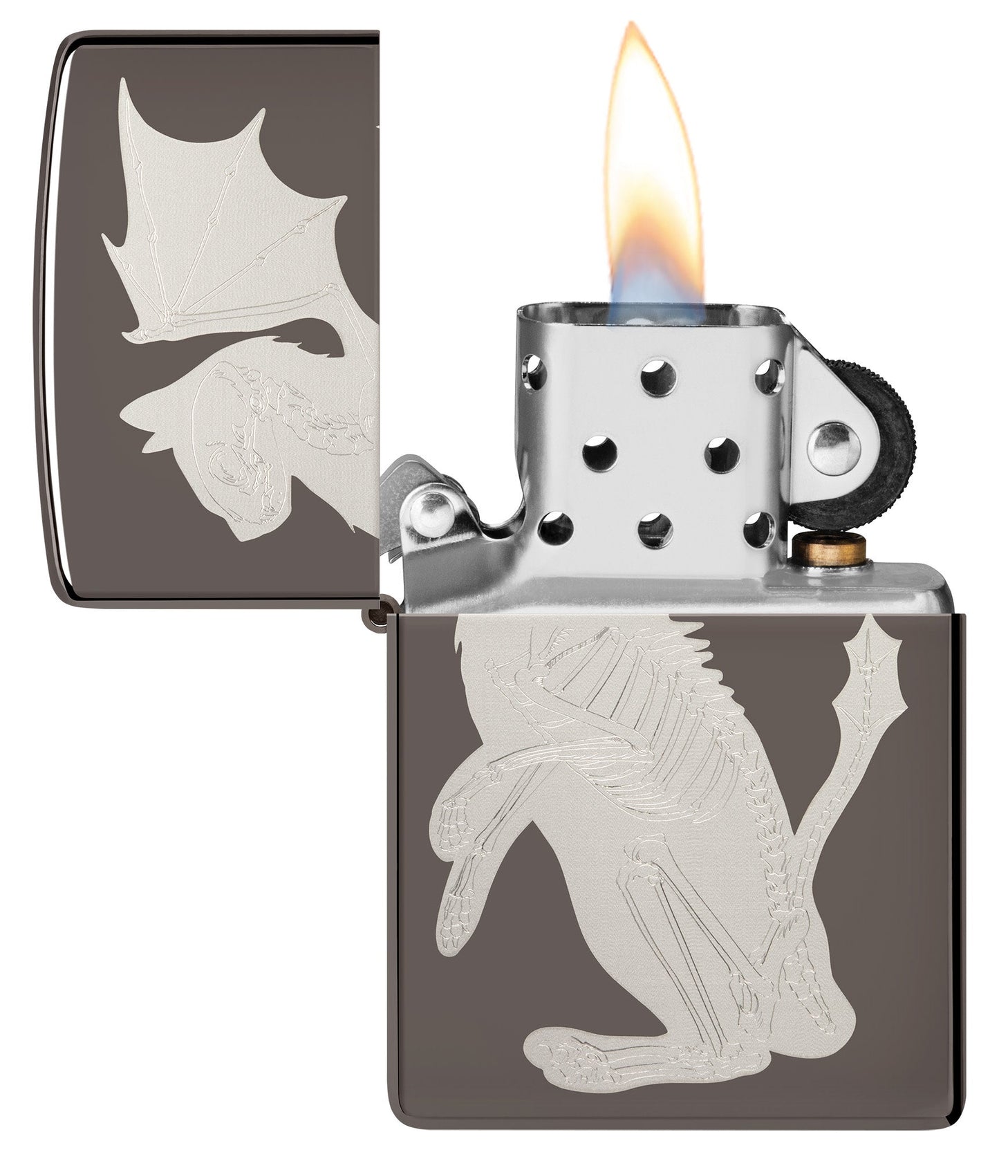 Zippo Dragon Cat Design Black Ice® Windproof Lighter