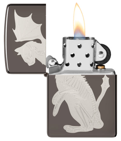 Zippo Dragon Cat Design Black Ice® Windproof Lighter