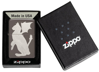 Zippo Dragon Cat Design Black Ice® Windproof Lighter