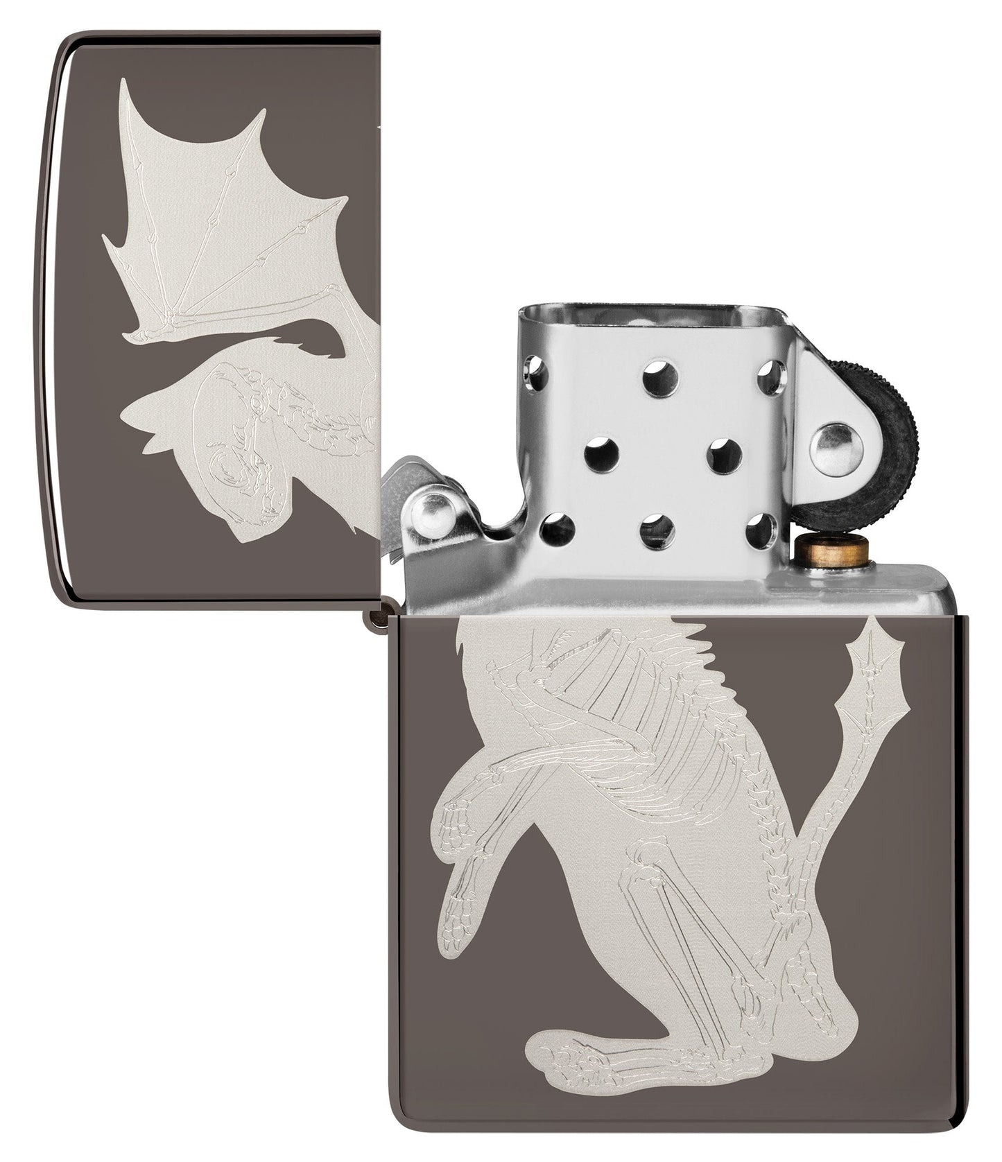 Zippo Dragon Cat Design Black Ice® Windproof Lighter