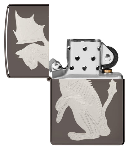 Zippo Dragon Cat Design Black Ice® Windproof Lighter