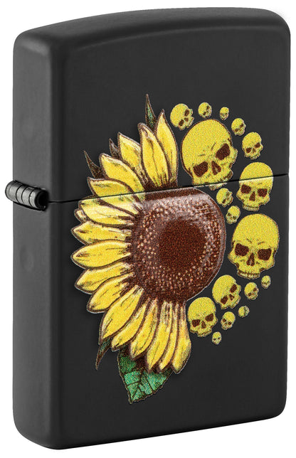 Zippo Sunflower Design Texture Print Black Matte Windproof Lighter