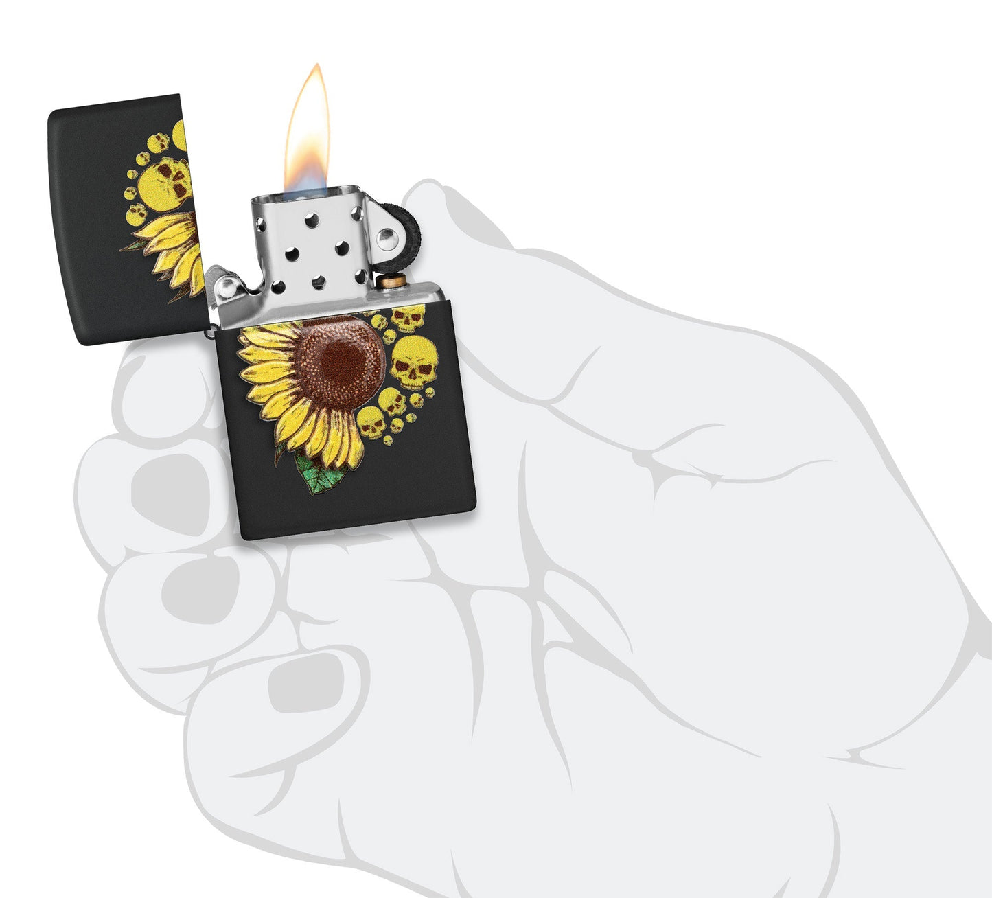 Zippo Sunflower Design Texture Print Black Matte Windproof Lighter