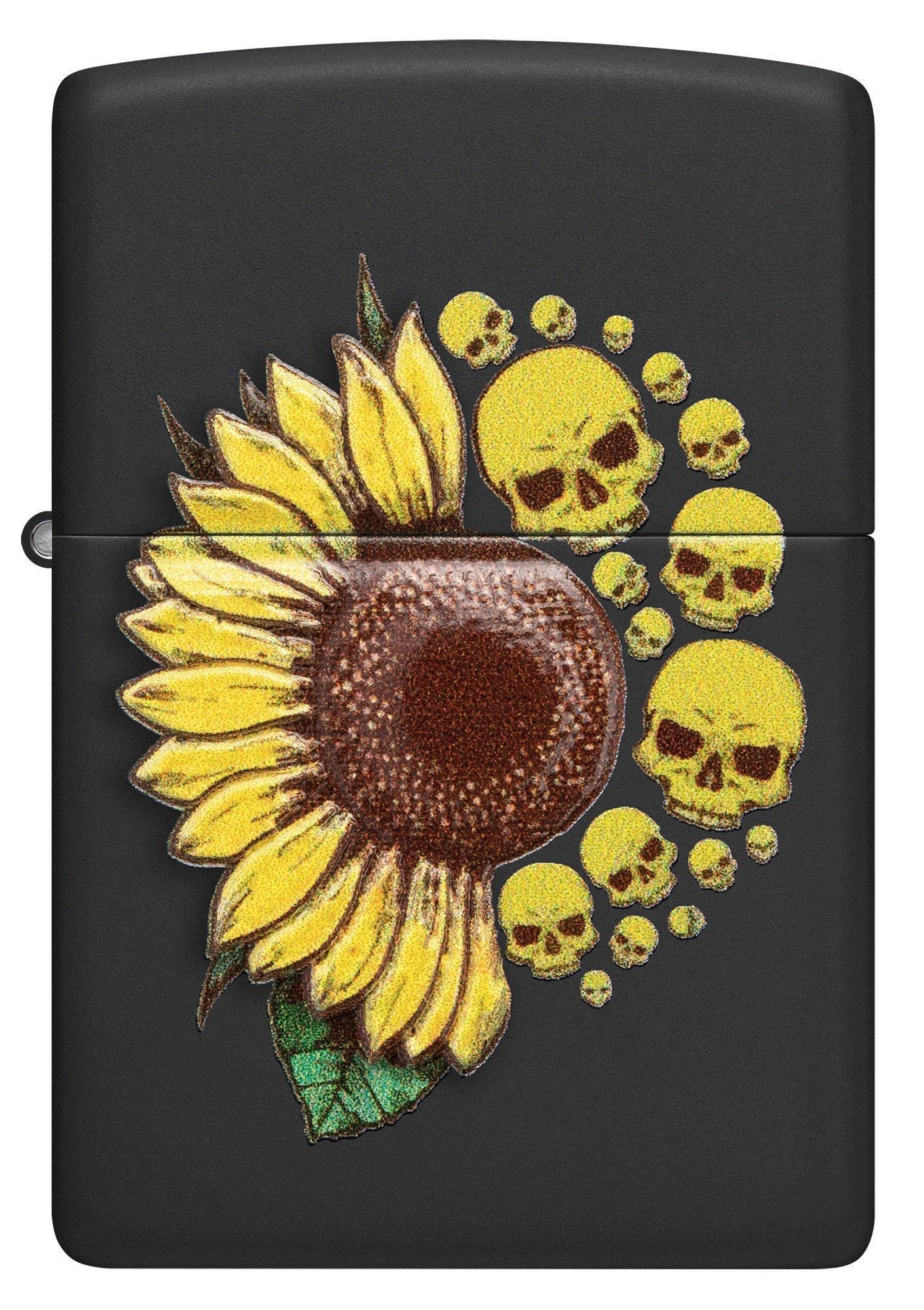 Zippo Sunflower Design Texture Print Black Matte Windproof Lighter