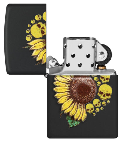 Zippo Sunflower Design Texture Print Black Matte Windproof Lighter