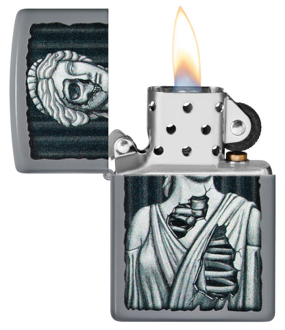 Zippo Lady Skull Design Flat Grey Windproof Lighter