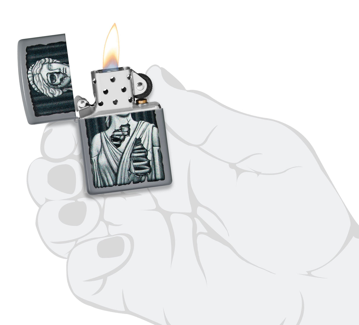 Zippo Lady Skull Design Flat Grey Windproof Lighter