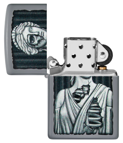 Zippo Lady Skull Design Flat Grey Windproof Lighter