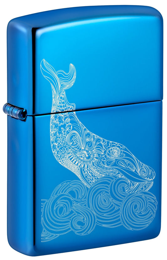 Zippo Whale Design High Polish Blue Windproof Lighter