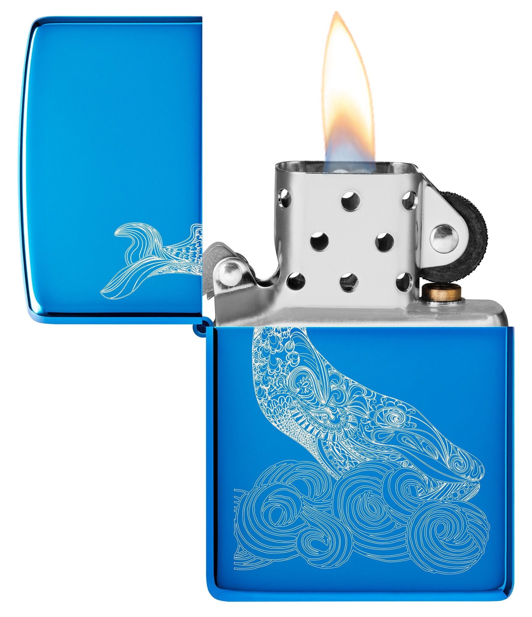 Zippo Whale Design High Polish Blue Windproof Lighter