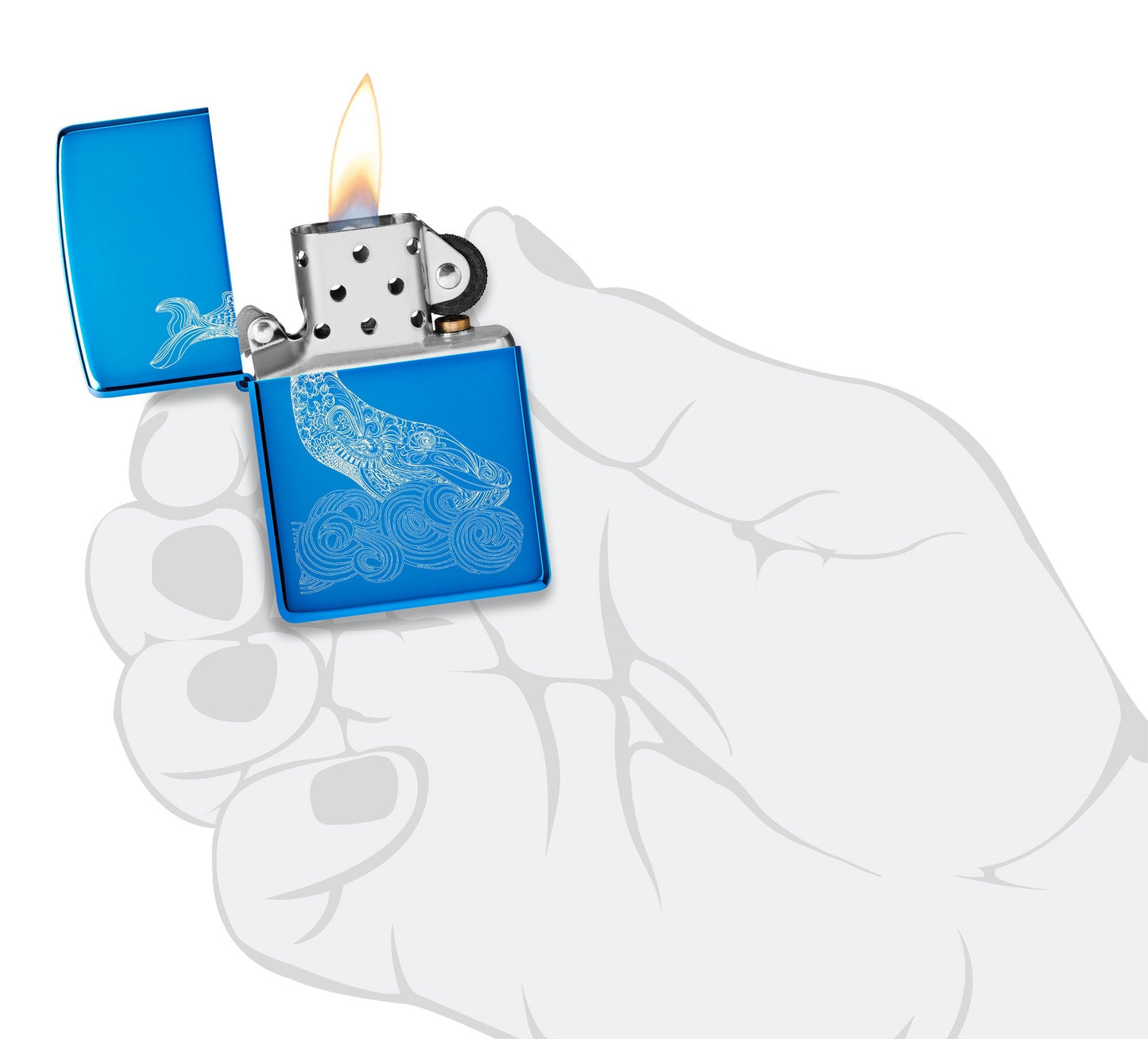 Zippo Whale Design High Polish Blue Windproof Lighter