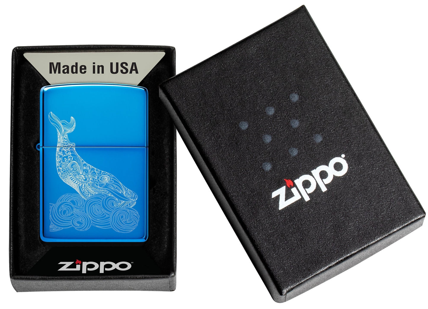 Zippo Whale Design High Polish Blue Windproof Lighter