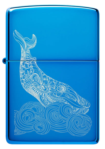 Zippo Whale Design High Polish Blue Windproof Lighter