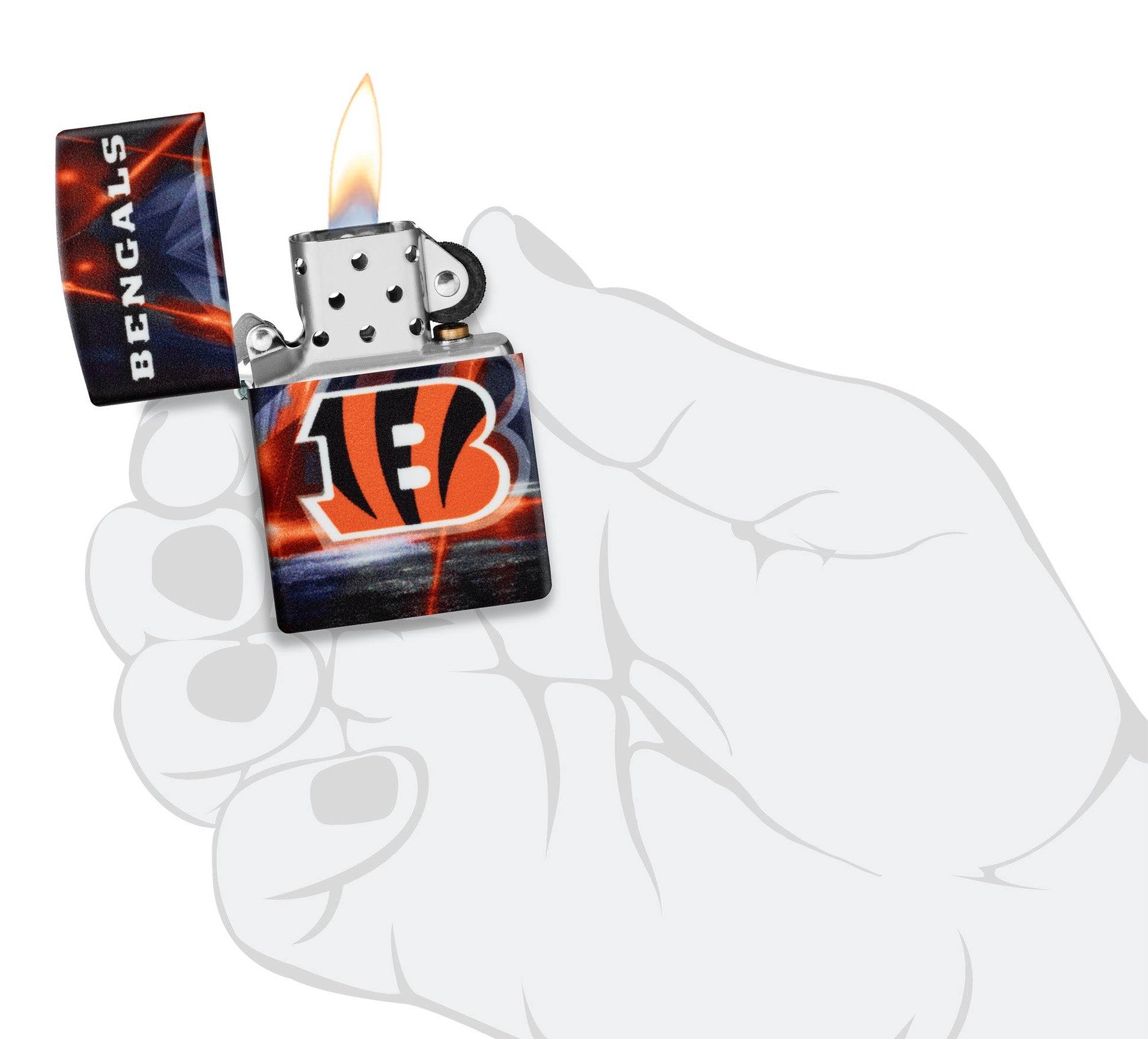 Zippo NFL Cincinnati Bengals Team Spirit Design Black Matte Windproof Lighter