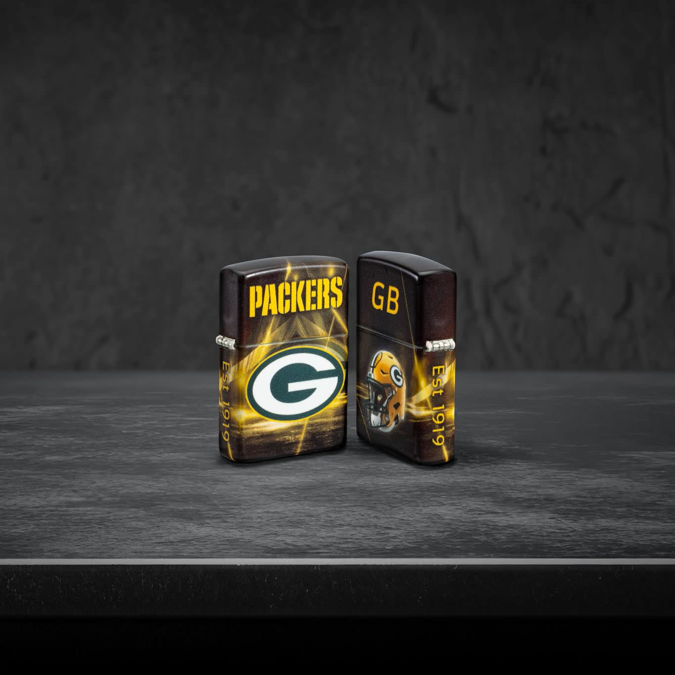 Zippo NFL Green Bay Packers Team Spirit Design Black Matte Windproof Lighter