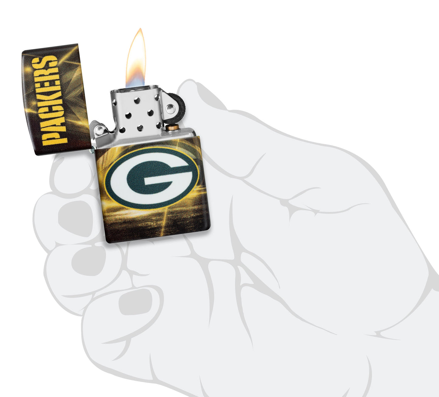 Zippo NFL Green Bay Packers Team Spirit Design Black Matte Windproof Lighter
