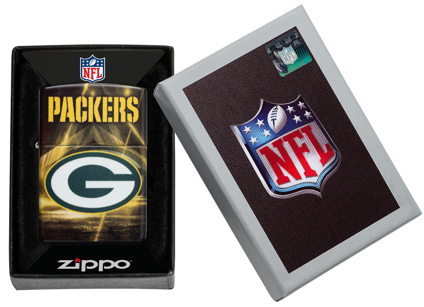 Zippo NFL Green Bay Packers Team Spirit Design Black Matte Windproof Lighter