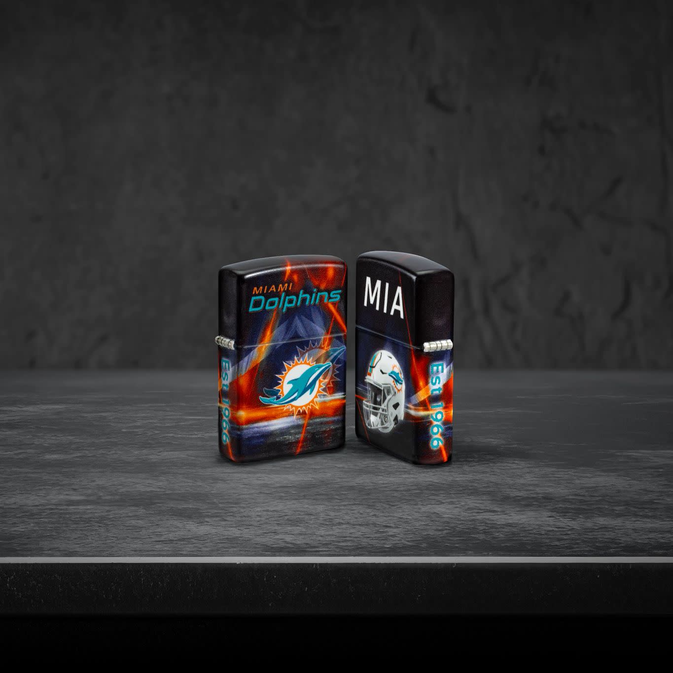 Zippo NFL Miami Dolphins Team Spirit Design Black Matte Windproof Lighter