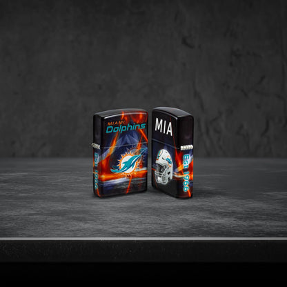 Zippo NFL Miami Dolphins Team Spirit Design Black Matte Windproof Lighter