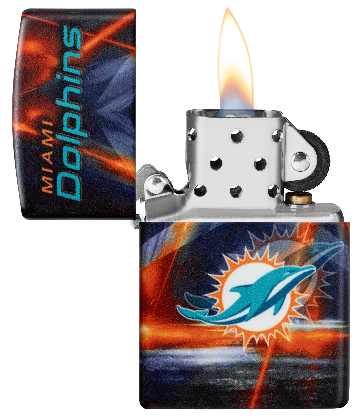 Zippo NFL Miami Dolphins Team Spirit Design Black Matte Windproof Lighter