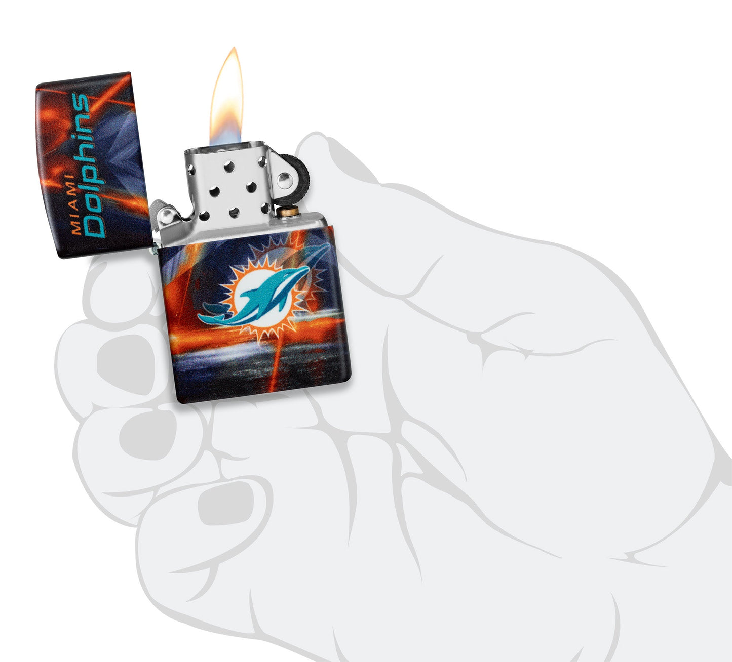 Zippo NFL Miami Dolphins Team Spirit Design Black Matte Windproof Lighter
