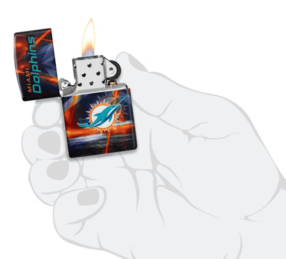 Zippo NFL Miami Dolphins Team Spirit Design Black Matte Windproof Lighter