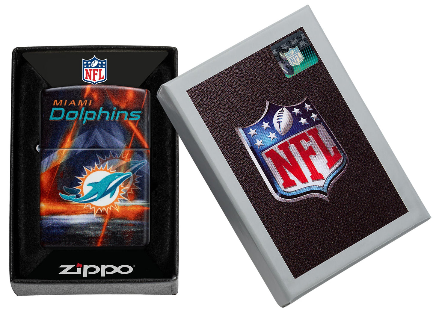 Zippo NFL Miami Dolphins Team Spirit Design Black Matte Windproof Lighter