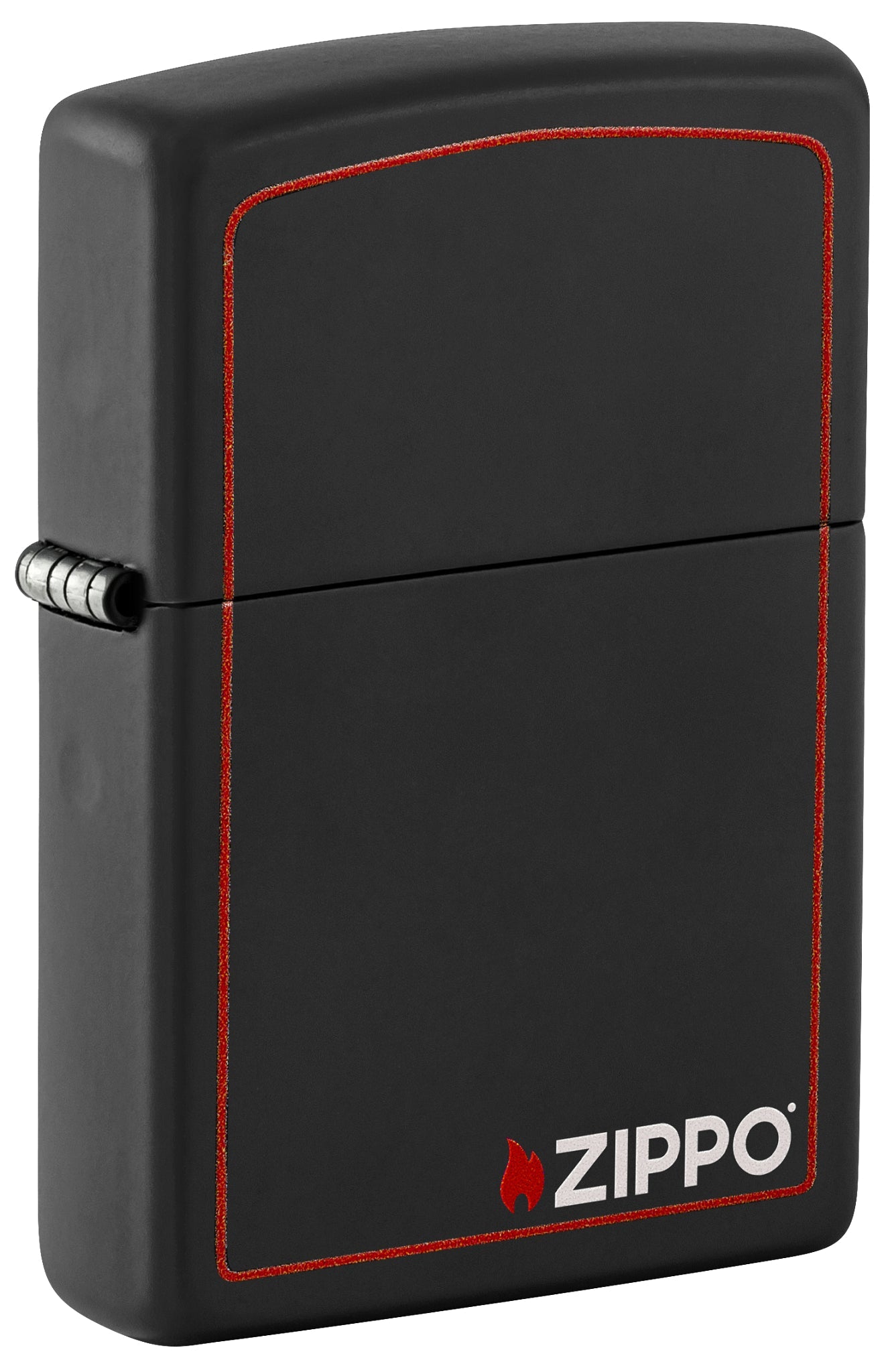 Zippo Classic Logo with Red Border Black Matte Windproof Lighter