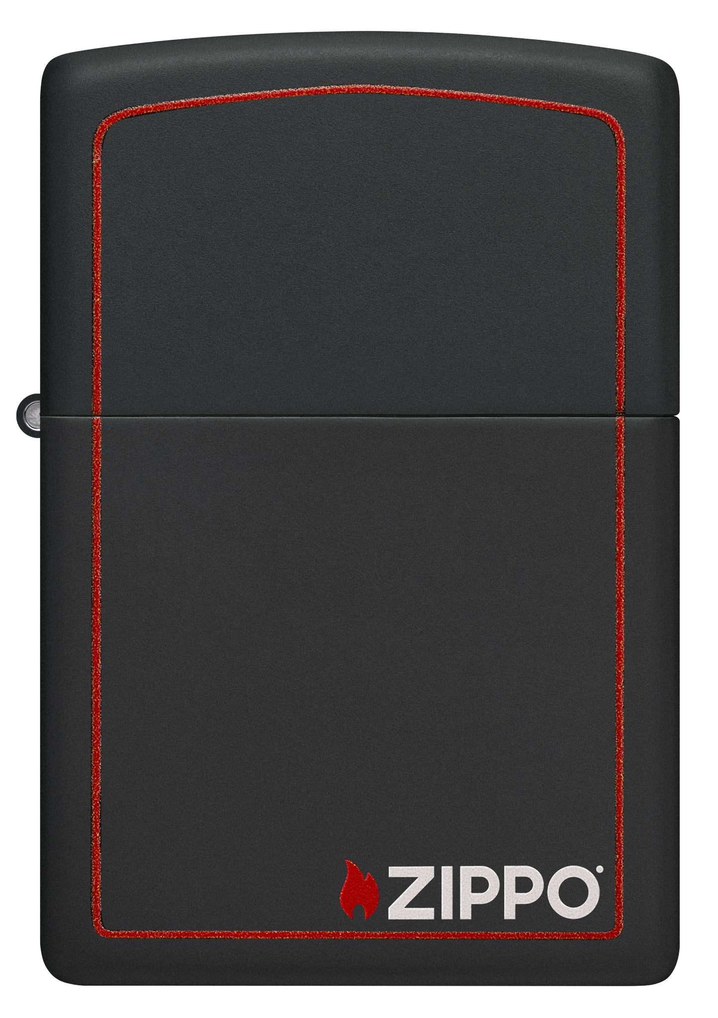 Zippo Classic Logo with Red Border Black Matte Windproof Lighter
