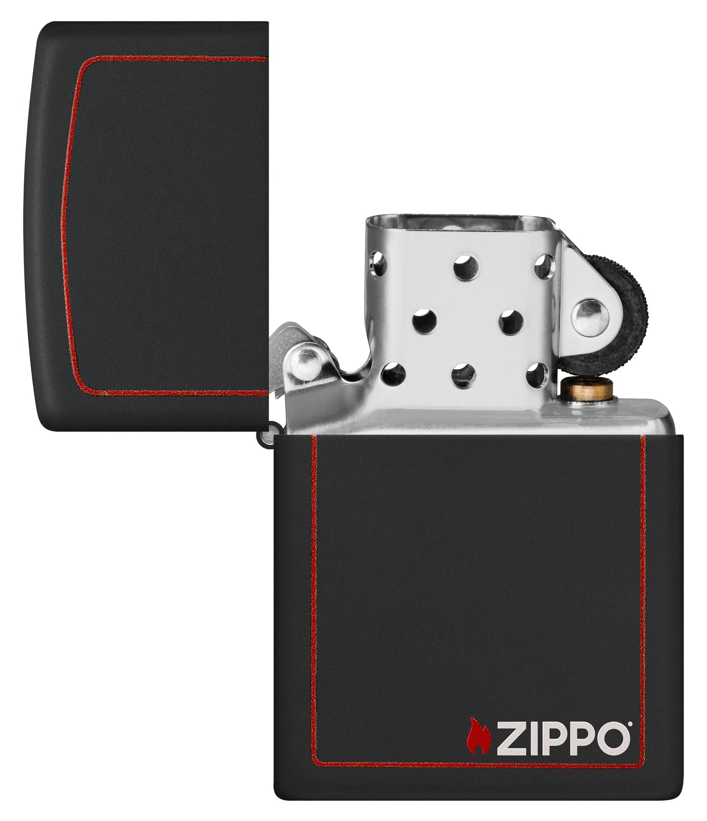 Zippo Classic Logo with Red Border Black Matte Windproof Lighter