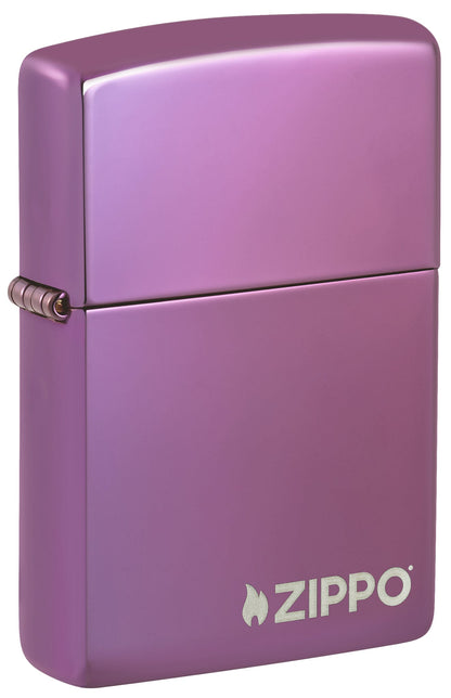 Zippo Classic High Polish Purple Windproof Lighter with Logo