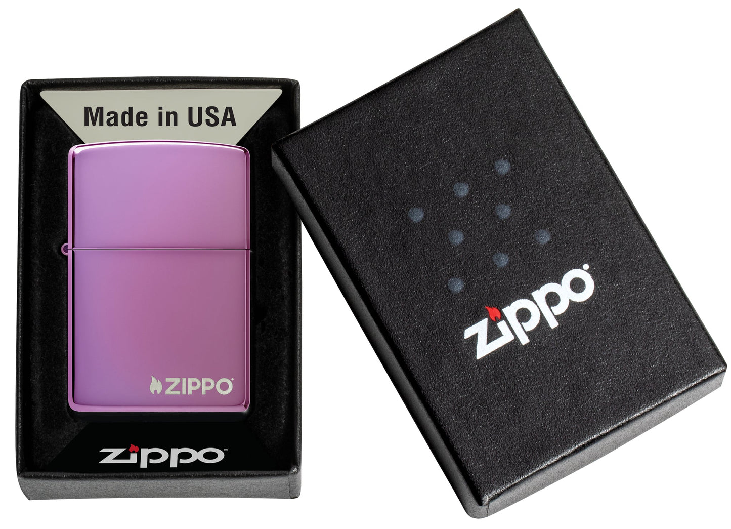Zippo Classic High Polish Purple Windproof Lighter with Logo
