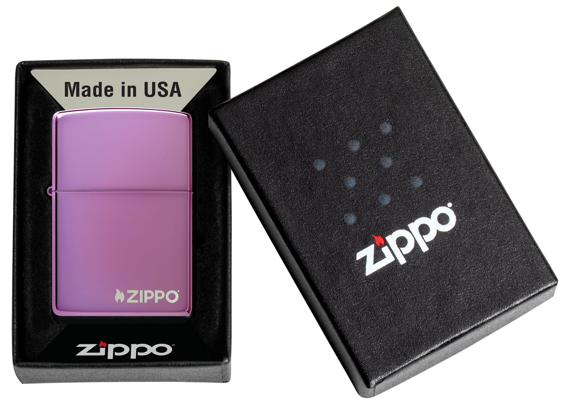 Zippo Classic High Polish Purple Windproof Lighter with Logo