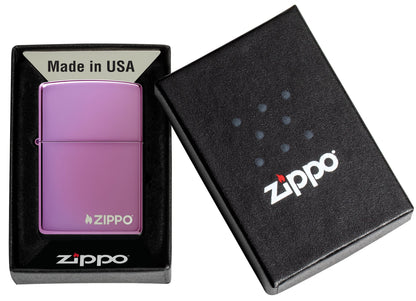 Zippo Classic High Polish Purple Windproof Lighter with Logo