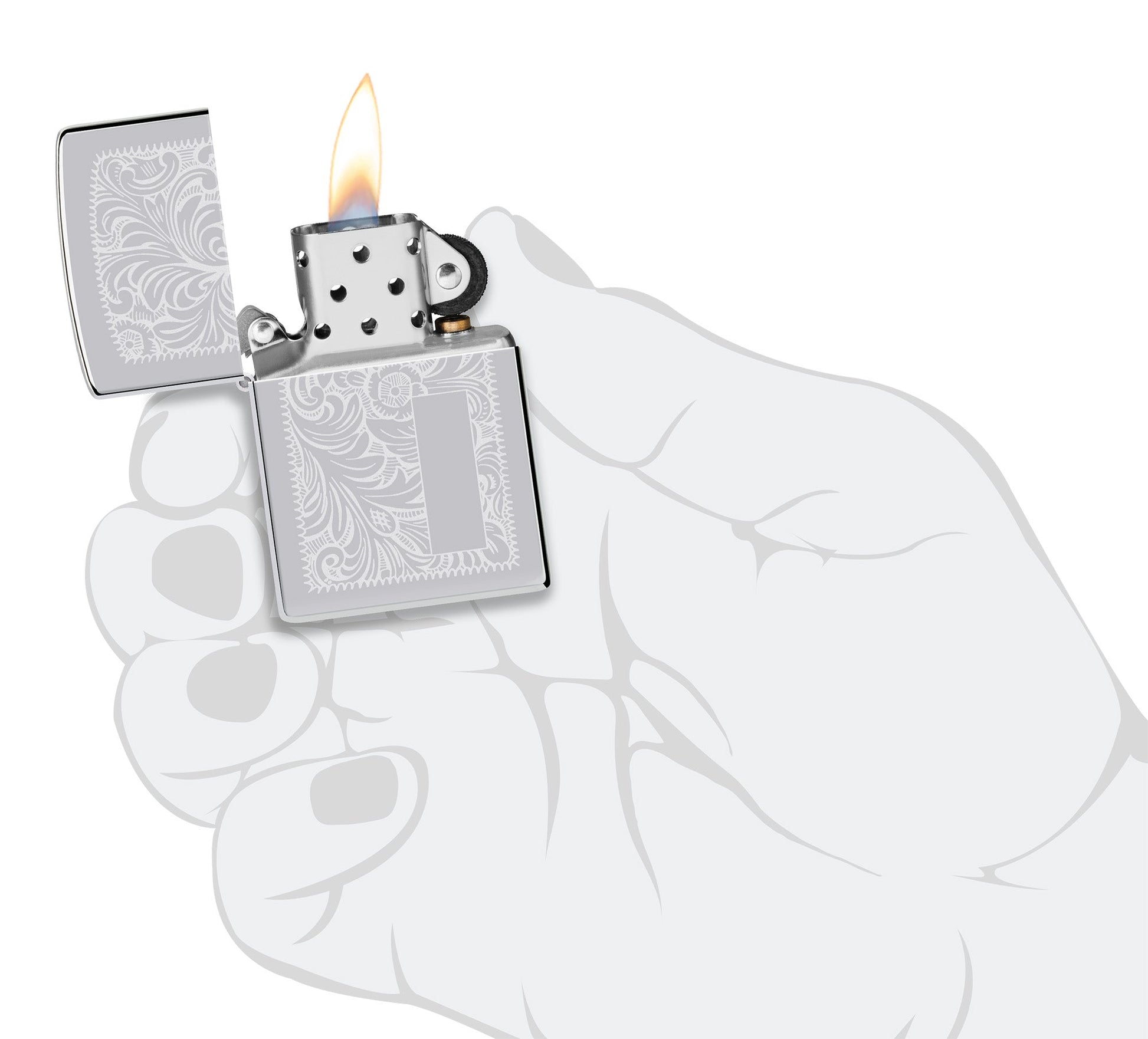 Zippo High Polish Chrome Venetian® Windproof Lighter