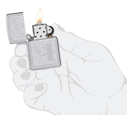 Zippo High Polish Chrome Venetian® Windproof Lighter